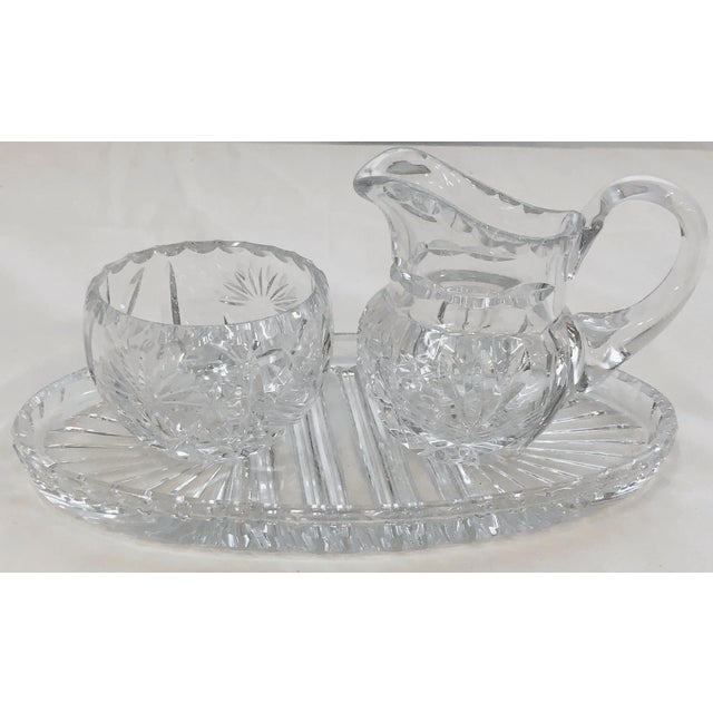 1960's Crystal Cream & Sugar Set With Tray Set of 3 Chairish