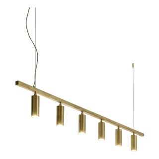 TF606 Suspension Lamp in Satin Brass with Orientable Tubular Diffusers by Daluce For Sale
