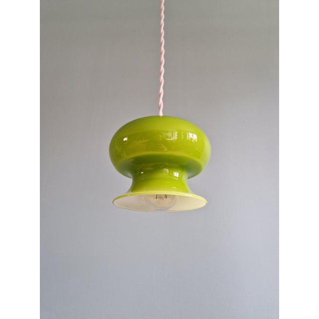 Vintage Pendant Lights in Green Opaline Glass, 1960s, Set of 3 For Sale - Image 9 of 16