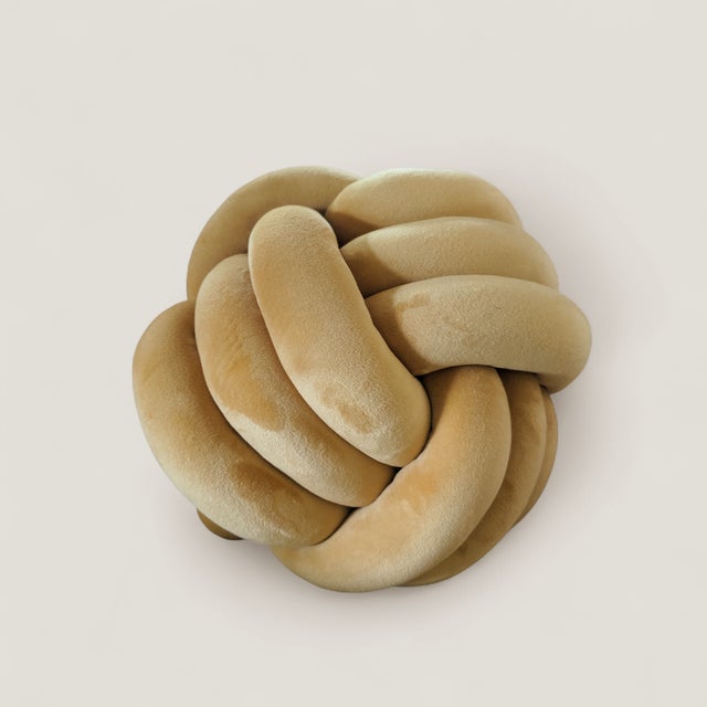 2020s Modern Velvet Goldenrod Knot Decorative Pillow For Sale - Image 5 of 6