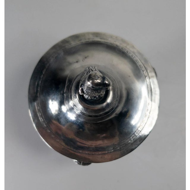 19th Century German Hanau 900 Silver Bowl With Figures and Eagle Finial For Sale - Image 12 of 18