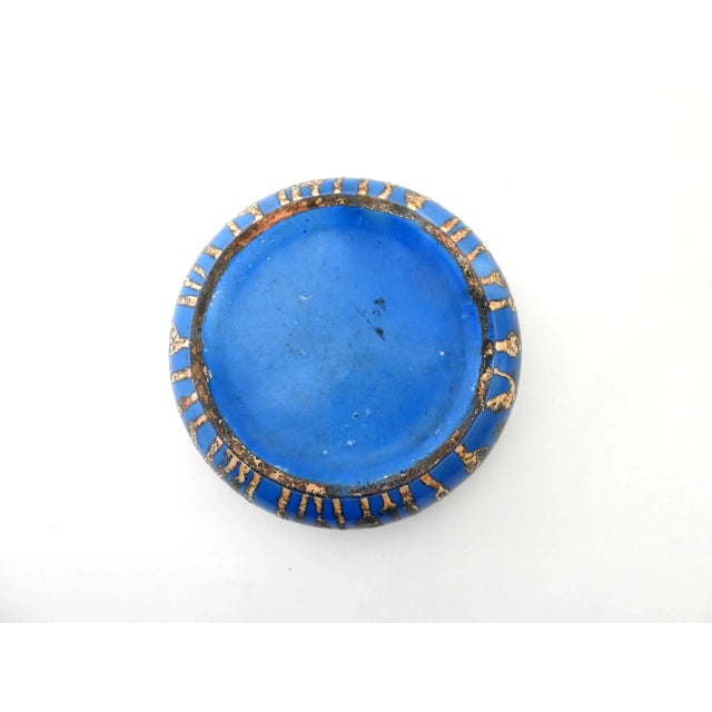 1920s Antique Art Deco Ceramic Round Planter Lapis Lazuli Cobalt Blue Ditmar Urbach Czechoslovakia, 1920s For Sale - Image 5 of 6