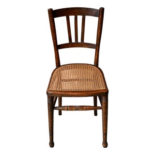 Antique Bistro Turned Wood Chair with Rattan Caning, 1900 For Sale