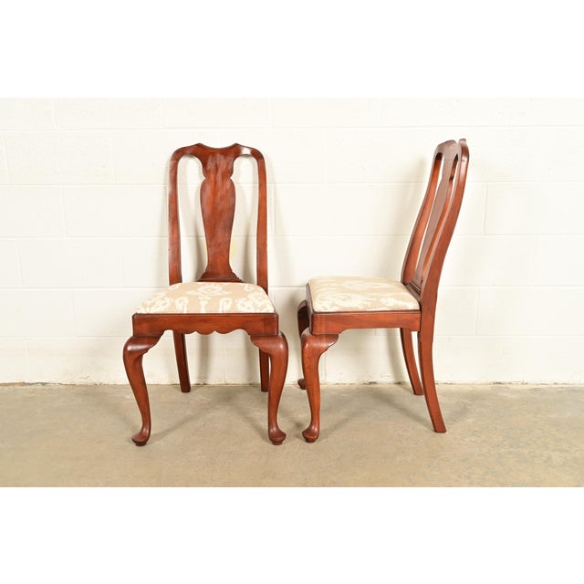 Henkel Harris Queen Anne Solid Cherry Wood Side Chairs or Dining Chairs | Pair For Sale - Image 11 of 15