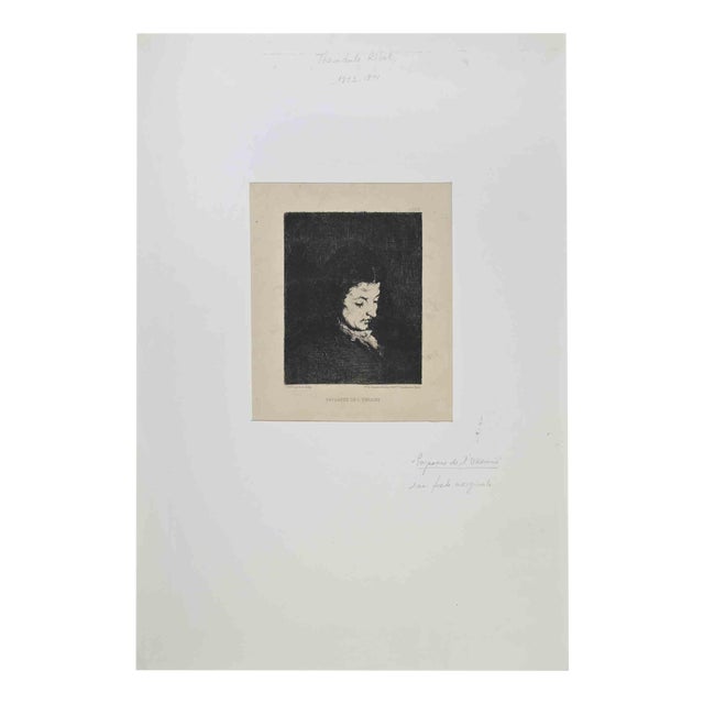 Théodule Ribot, Portrait, Etching, 19th Century For Sale