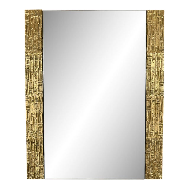 Gilt Brass Sculpture Mirror by Luciano Frigerio, Italy, 1970s For Sale