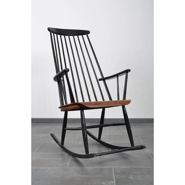 Rocking Chair in Solid Teak by Ilmari Tapiovara for Asko For Sale - Image 6 of 9