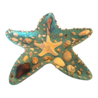 Starfish Wooden Decorative Dish With Shell Inlay For Sale