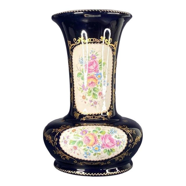 French Hand-Painted Cobalt Blue Porcelain Vase from Limoges For Sale - Image 11 of 11