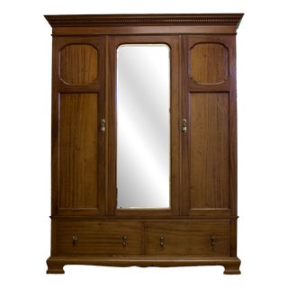 Antique Edwardian Walnut Wardrobe, 1900s For Sale
