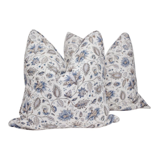 Borderline "Jaffna" 25" Square Hand Blocked Down/Feather Pillows - a Pair For Sale