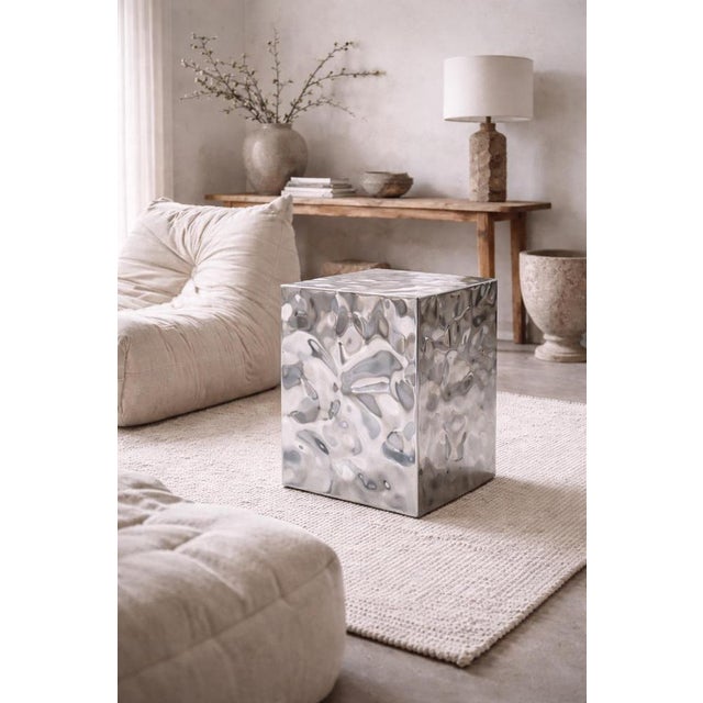 Contemporary Aura Sculptural Metal Pedestal by Veliento For Sale - Image 3 of 6