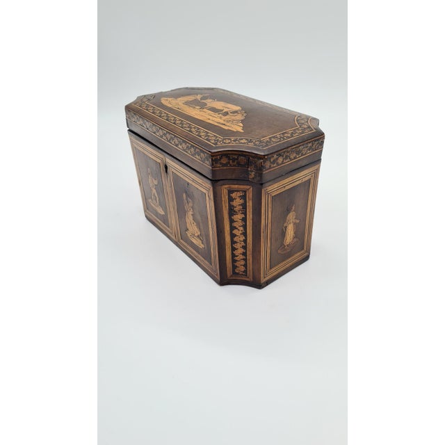 Antique Inlaid Wooden Tea Box, 19th Century For Sale - Image 3 of 14