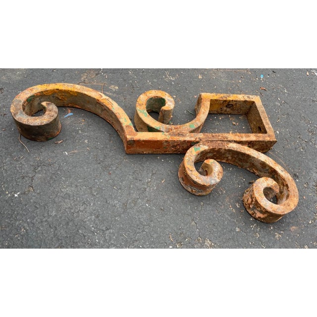 Metal Share Large Antique 1800s Cast Iron Architectural Salvage Corbel Bracket Church Sconce For Sale - Image 7 of 7
