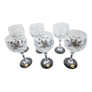 1980s Schott Zwiesel German 24% Lead Crystal Wine Goblets - Set of 6 For Sale