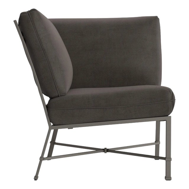 Brown Jordan Venetian Corner Sectional, Mica frame with Fusion Charcoal fabric For Sale