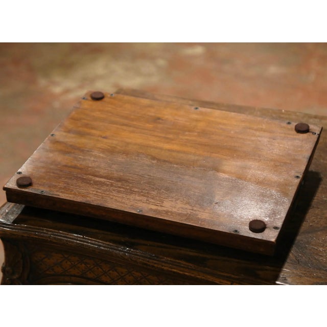 Brown Early 20th Century French Breton Folk Art Carved Walnut Serving Tray For Sale - Image 8 of 9