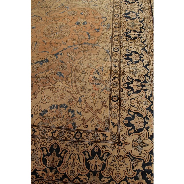 Late 19th Century Hand-Knotted Antique Polonaise Rug in Beige Brown and Blue Floral Pattern For Sale - Image 5 of 6