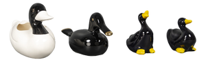 Porcelain Ducks in Black & White, 1970s, Set of 4
