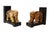 A pair of hand carved resin elephant bookends. Intricate pierced carving decorates the back of each elephant, with fine...