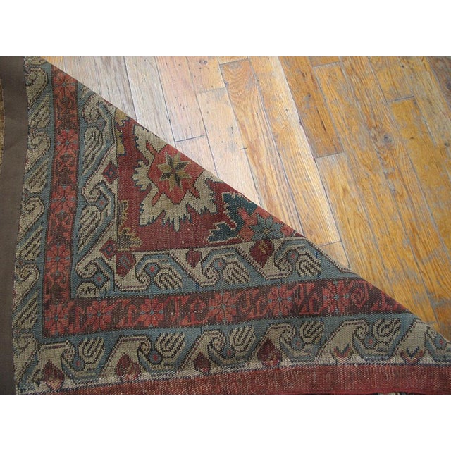Late 19th Century 1890s Red Raspbery Geometric Tribal Antique Caucasian Zeychor Rug 3'5" X 4'7" Wool Carpet For Sale - Image 5 of 6