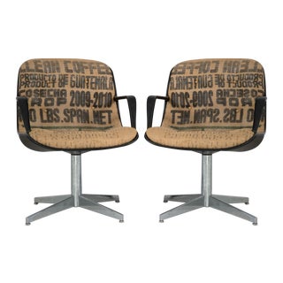 Steelcase Side Chairs in Burlap - A Pair For Sale