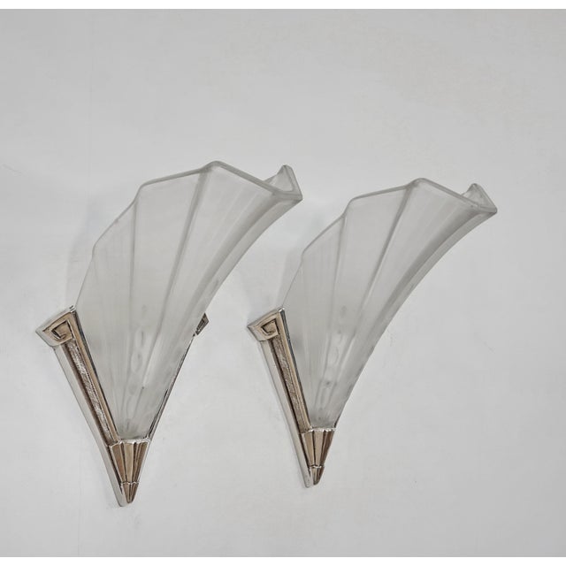 Ezan French Art Deco Wall Sconces by Jean Gauthier Ejg 1920s France - A Pair For Sale - Image 4 of 13