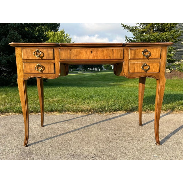 Vintage Mid-Century French Louis XV Directoire Writing Desk by Baker Furniture – Luxury Heirloom Quality Bring timeless...