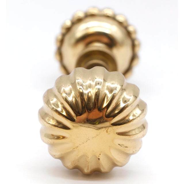 Mid 20th Century Pair of Vintage 2.25 In. Polished Brass Fluted Door Knobs For Sale - Image 5 of 6