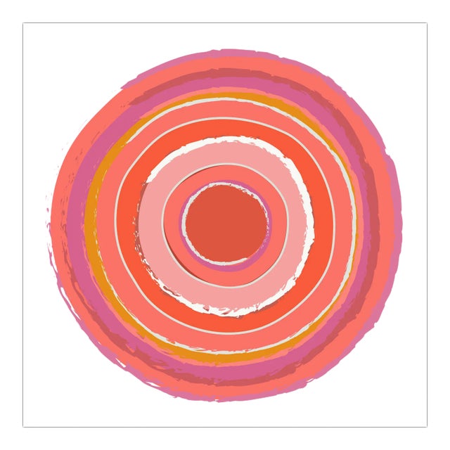 "Circles in Red" Contemporary Geometric Fine Art Print by Melinda Cox 16" X 16" For Sale