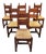High Back Belgian Oak and Rush Dining Chairs Circa 1960 For Sale