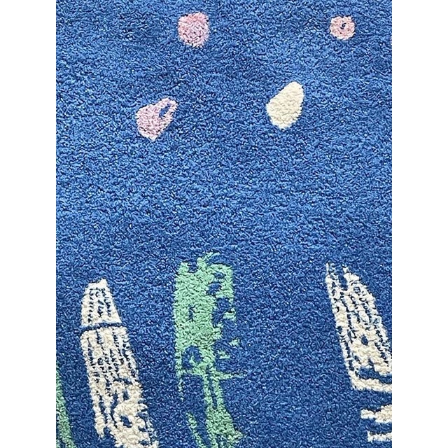 Blue Sophie Rug in Hand-Tufted Wool from Tisca, France, 1990s For Sale - Image 8 of 10