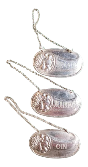 1940s Sterling Silver Decanter Tags - Set of 3