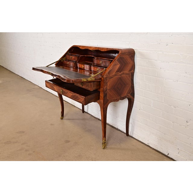 Maison Forest Style Antique French Regency Louis XVI Kingwood and Mahogany Bureau De Pente Ladies Writing Desk, Circa 1900 For Sale In South Bend - Image 6 of 15