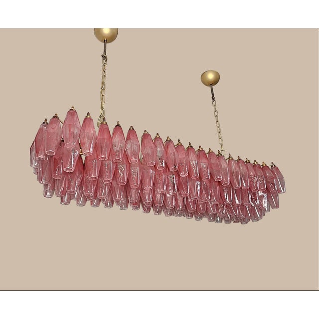 Mid-Century Modern Mid-Century Modern Murano Poliedri Chandelier " Carlo Scarpa" 138 Pink Alabaster Glasses For Sale - Image 3 of 6