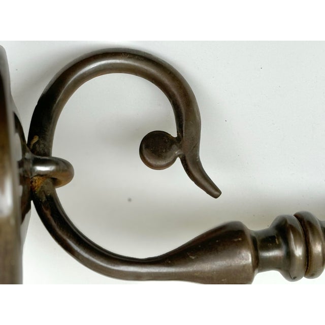 Pair of X-Large Antiqued Brass Wall Sconces, Paul Ferrante For Sale - Image 9 of 11