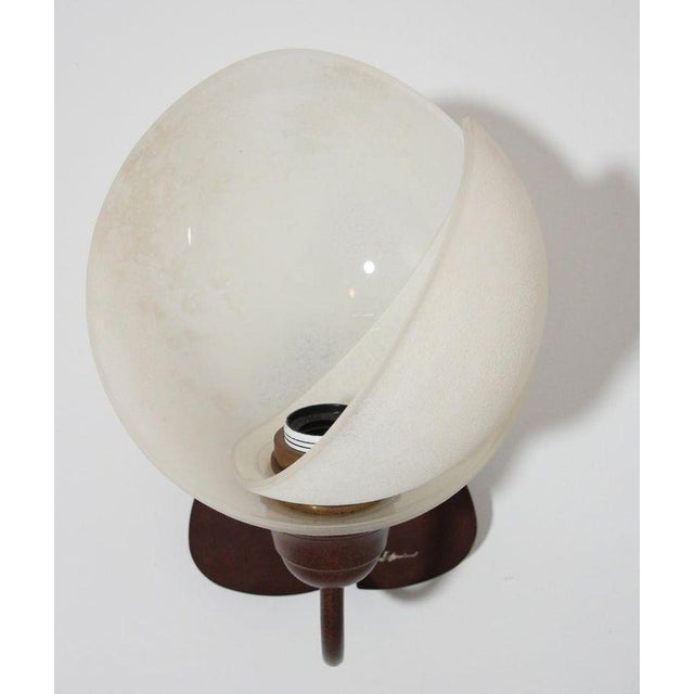 Metal Italian Murano Frosted Glass and Bronze Finish Wall Sconce Clover Base For Sale - Image 7 of 18