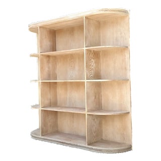 Vintage Washed Wood Wide Etagere For Sale