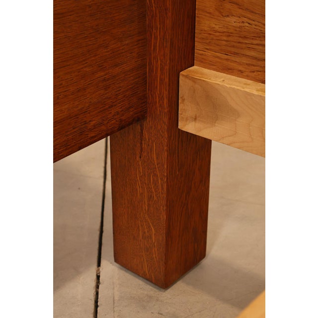 Custom Crafted Mission Style Oak Queen Bed Frame For Sale - Image 14 of 18