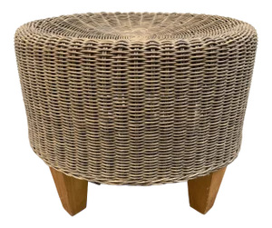 Vintage Round Wicker Ottoman