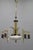 Vintage Art Deco Brass Chandelier with Milk Glass Center, 1930s For Sale - Image 3 of 16