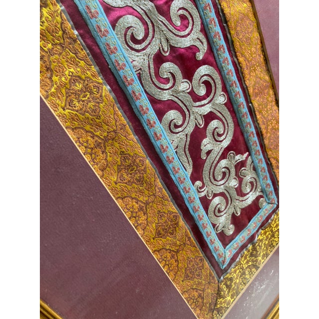 Vintage Silver Embroidery Textile For Sale - Image 4 of 7