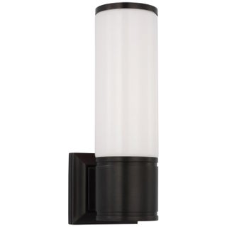 Chapman & Myers for Visual Comfort Signature Halford 14" Bath Sconce in Bronze with White Glass For Sale