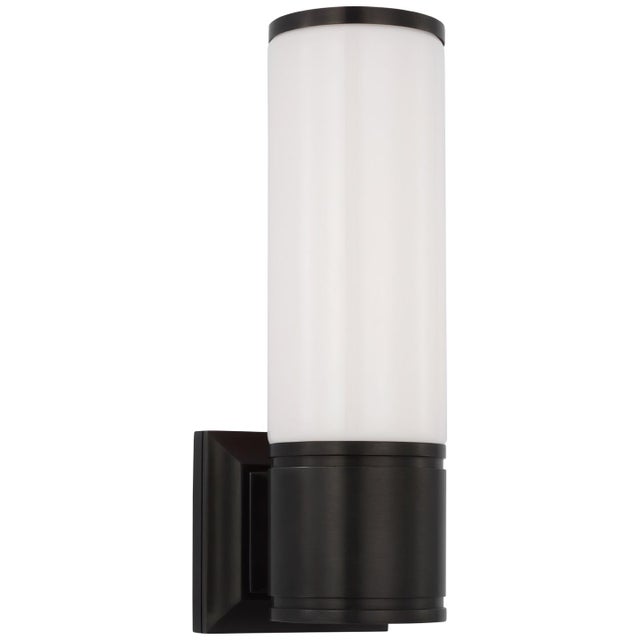 Chapman & Myers for Visual Comfort Signature Halford 14" Bath Sconce in Bronze with White Glass For Sale