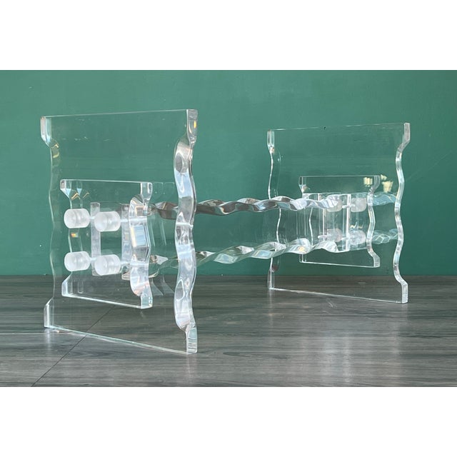 Mid-Century Modern Vintage Lucite Table Base For Sale - Image 3 of 10