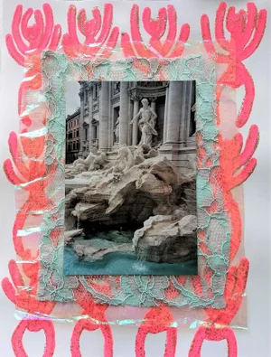 "Trevi" Abstract Contemporary Mixed-Media Collage by Frances Sousa