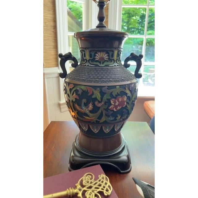 Koyoto Bronze Champleve Lamp by Wildwood Lamps. Very heavy and prefer local pick up in the Raleigh area. (or Atlanta can...