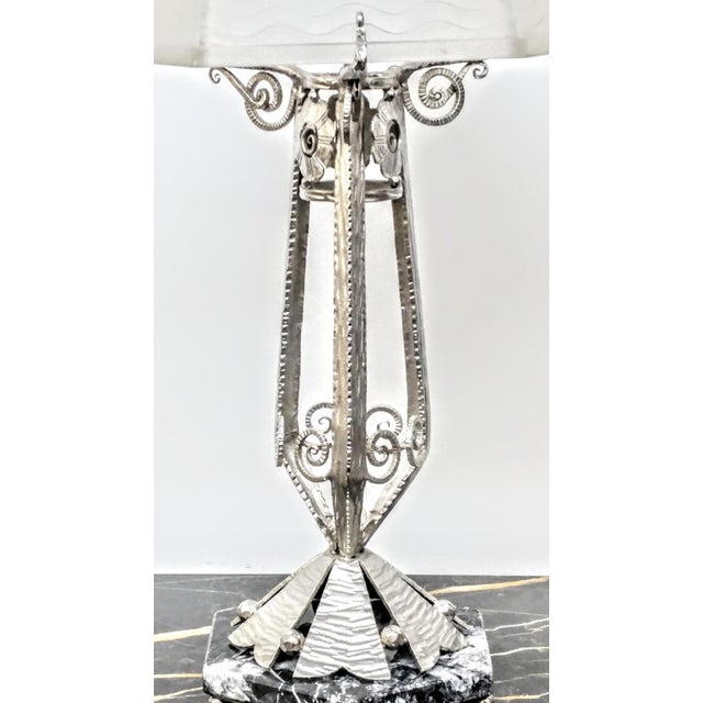Art Deco French Art Deco Wrought Ion Table Lamp For Sale - Image 3 of 10