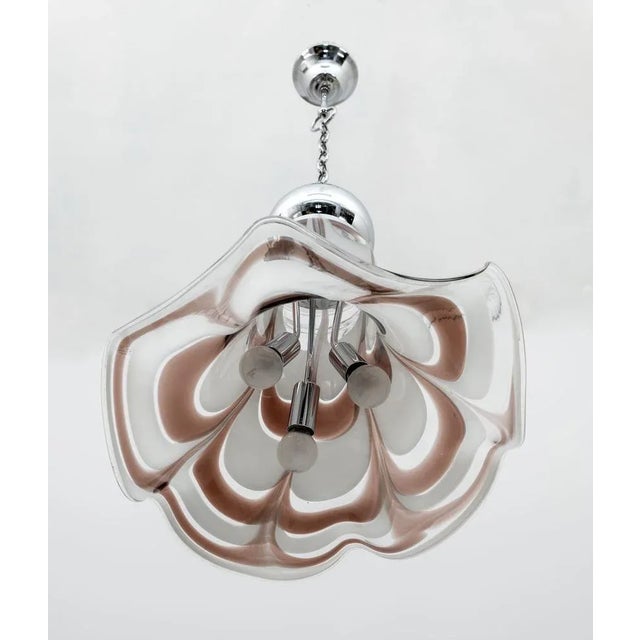 Mid-Century Modern Murano Glass and Steel Pendant from AV Mazzega, Italy, 1970s For Sale - Image 7 of 8