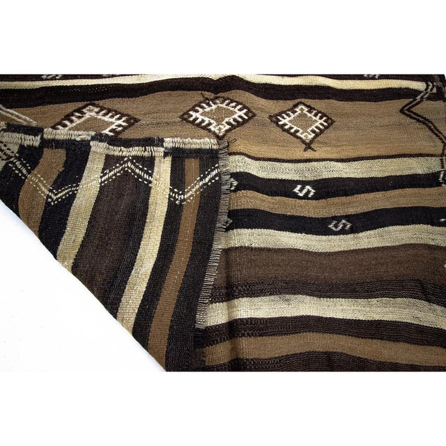 Mid 20th Century Vintage Turkish Brown Kilim Rug-4'7'x10'4" For Sale - Image 5 of 7